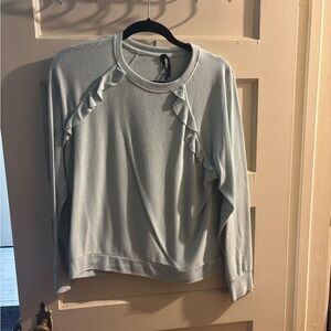 Betsey Johnson Light Blue Ruffled Sweatshirt